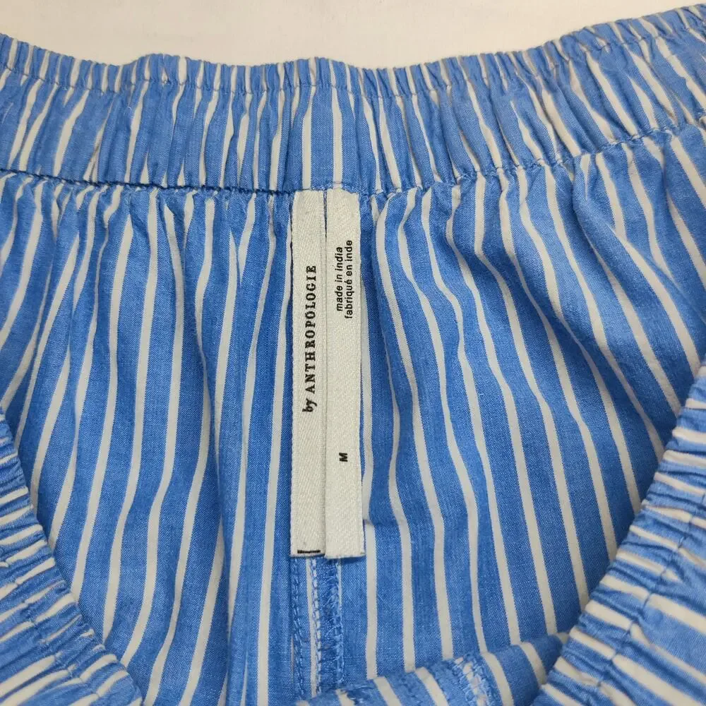 Anthropologie Boxer Pajama Style Pants Blue Stripe Medium Preppy Loungewear